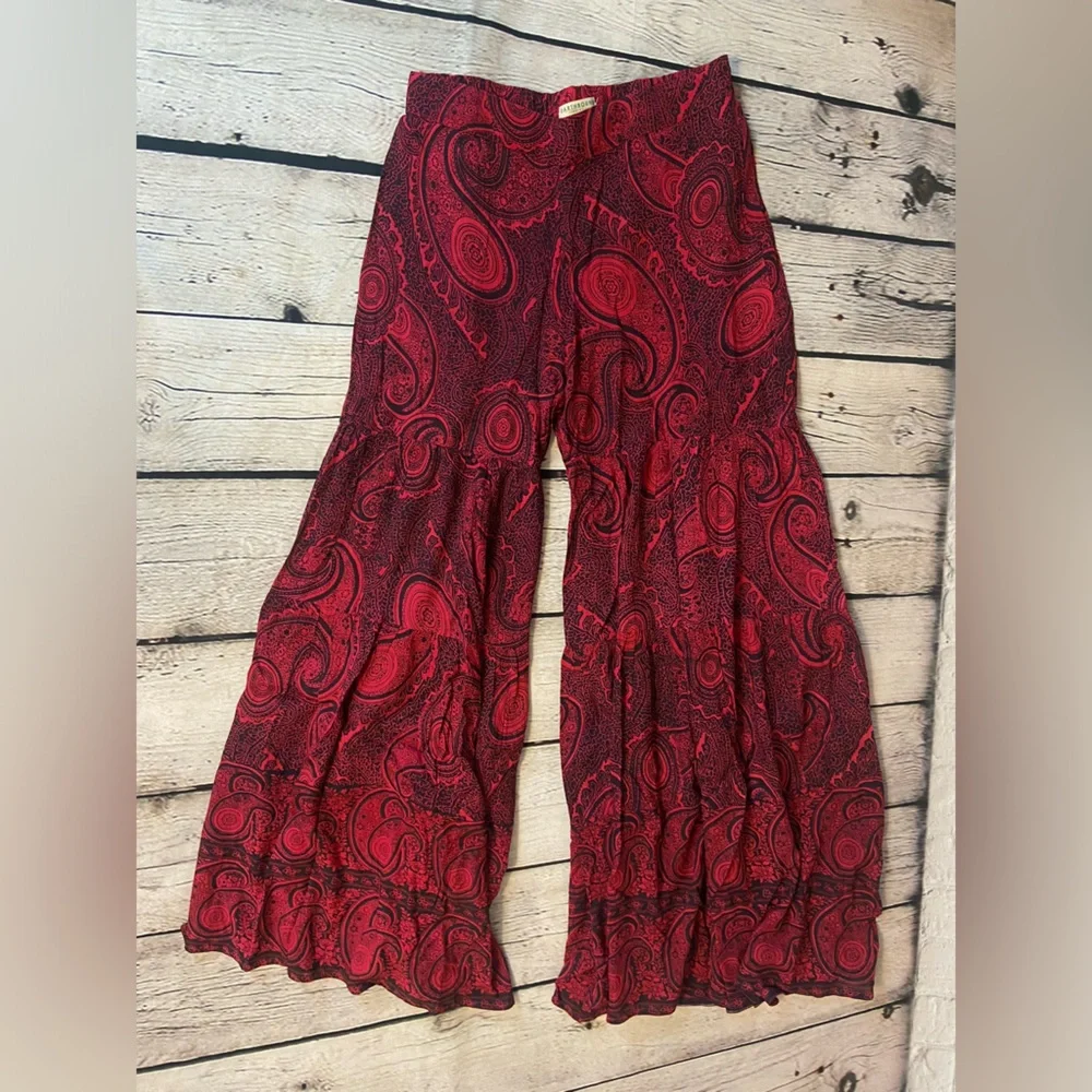 Earthbound Red & Black Paisley Print Pants - Picture 2 of 5